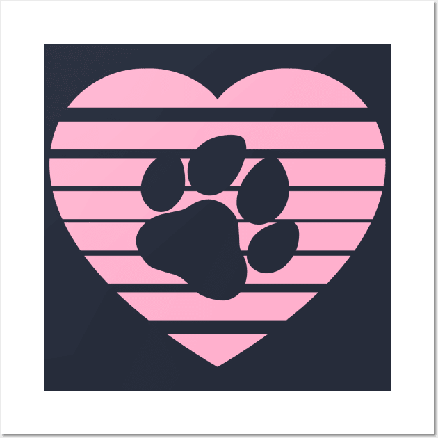 Dog Paw Heart Valentine - Light Pink Wall Art by skauff
